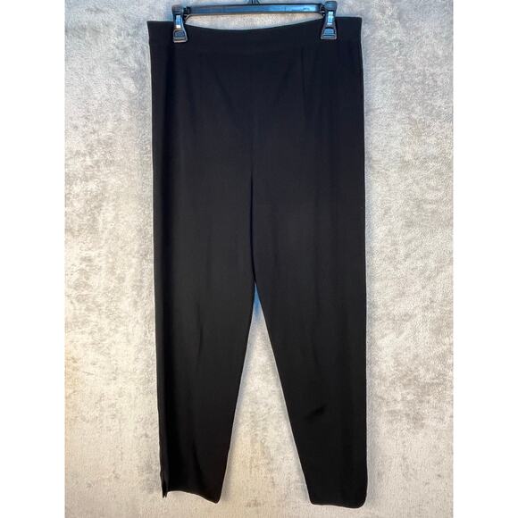 Exclusively Misook Pants Medium Petite Black Pull On High Rise Stretch Knit - Picture 1 of 6
